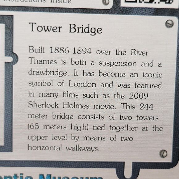 Metal Earth Steel Model Kit London "Tower Bridge" Silver Edition - NEW / SEALED - Picture 4 of 6